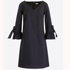 J. Crew Factory Black Sheath Dress with Ruffle Tie Bell Sleeves